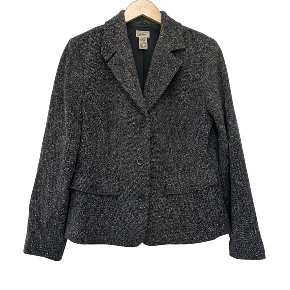 LL Bean Wool Silk Blend Gray Blazer Sz M - Picture 1 of 4